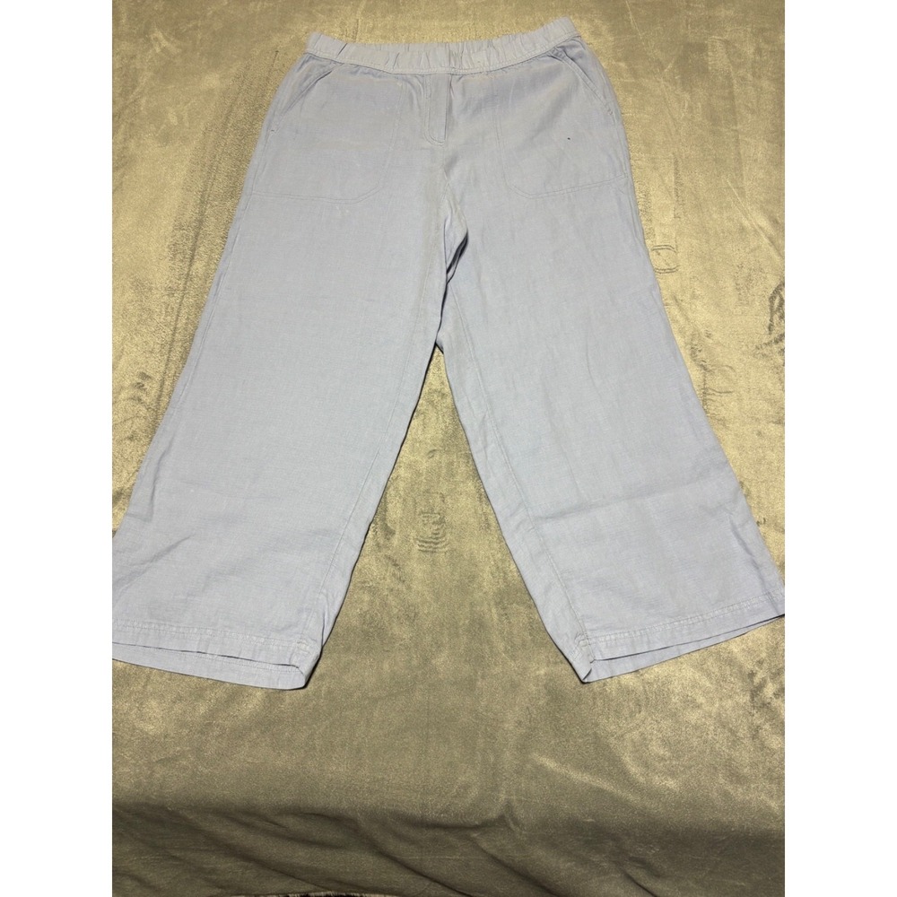 PureJill Women Size S Blue Pull On Linen Blend Pants